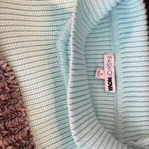 Fashion Nova Soft Blue Ribbed Sweater